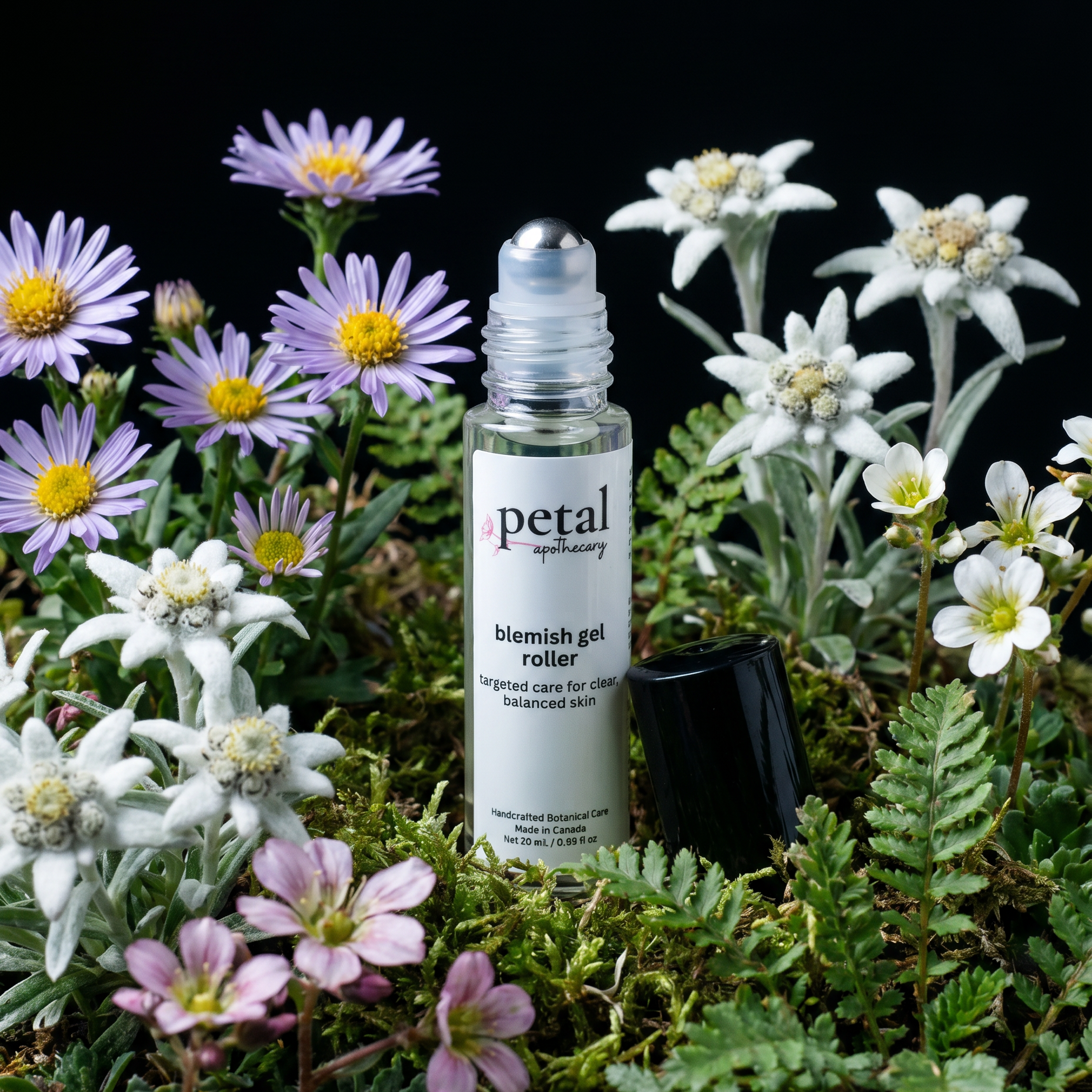 Blemish gel roller with flowers and greenery