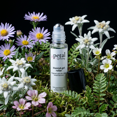 Blemish gel roller with flowers and greenery
